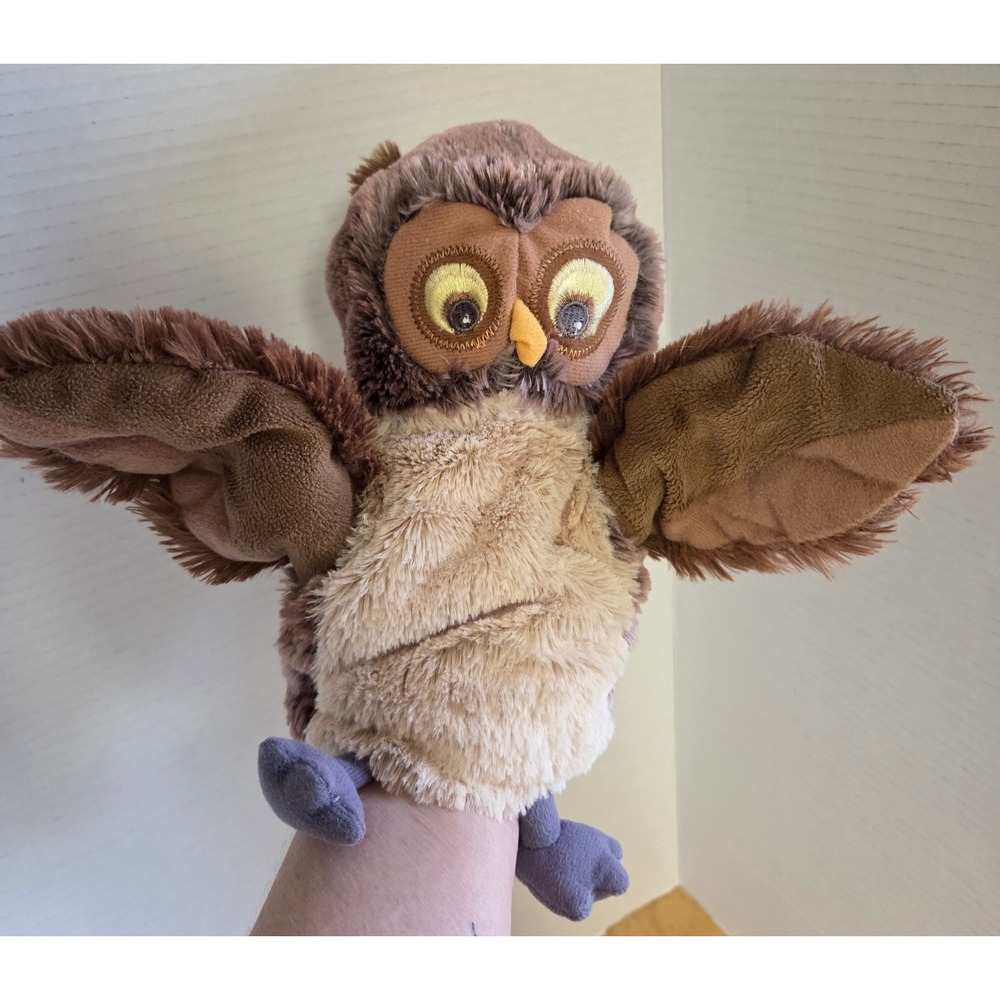 IKEA Vandring Uggla Owl 10 inch Hand Puppet Soft Toy Plush Lined Glove Brown